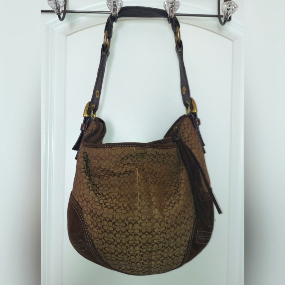 Coach mini leather suede signature hobo